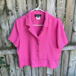 Miss Dorby Petite checked top collar embroidery button down 16P